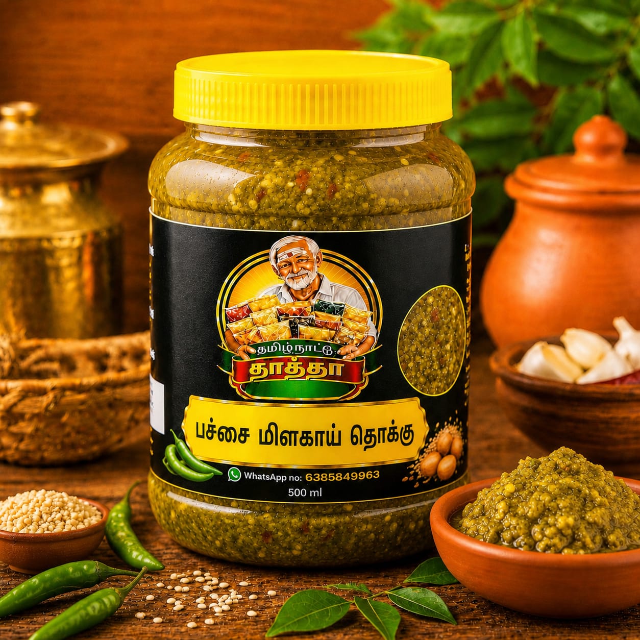 தமிழ்நாட்டு தாத்தா பச்சை மிளகாய் தொக்கு 500ml | Traditional Green Chilli Thokku